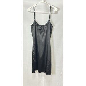 Unbranded‎ Womens Medium Black Jeweled Floral Nightgown Slip